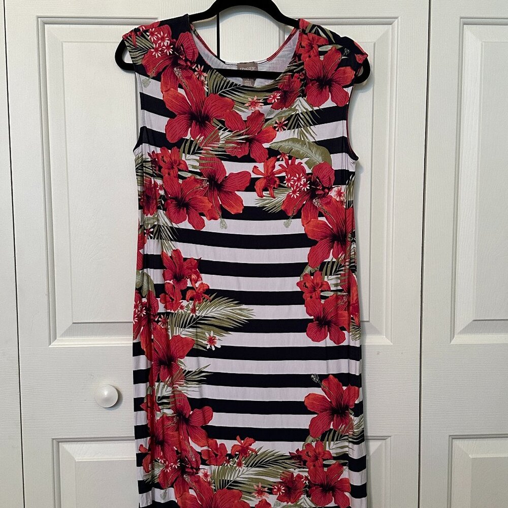 Chico's Dress Size 1 Red, Pink, Black and White